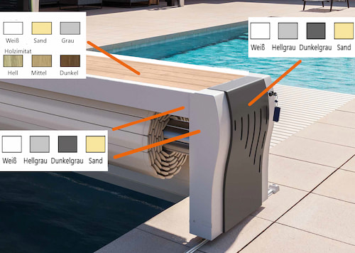 Farbauswahl der Sitzbank Poolabdeckung OpenBank