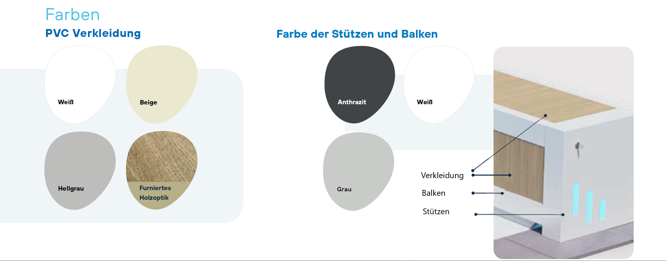 Farbauswahl der Sitzbank Poolabdeckung OpenBank