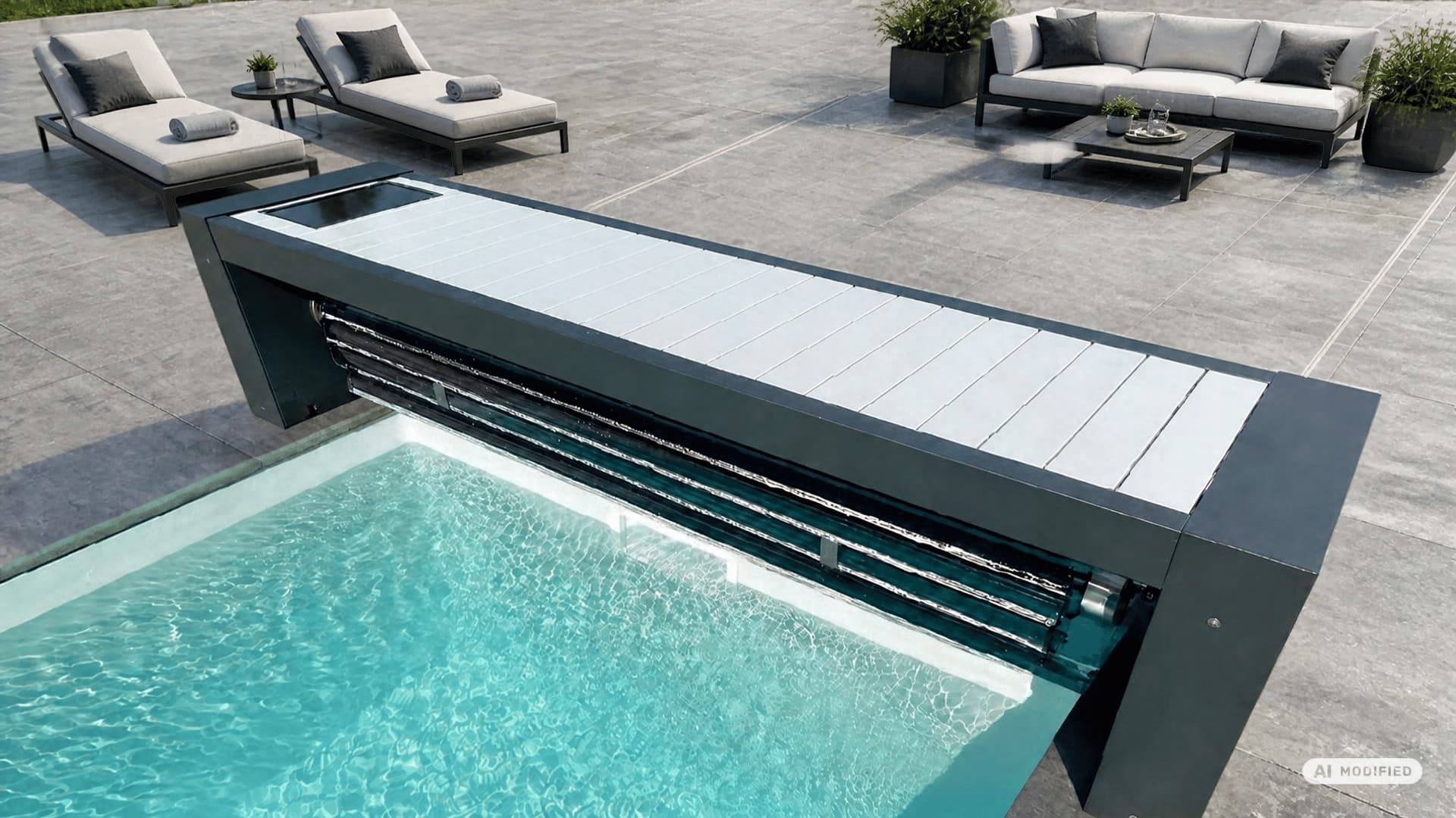 Rollladenabdeckung mit Schienen fahrbar
