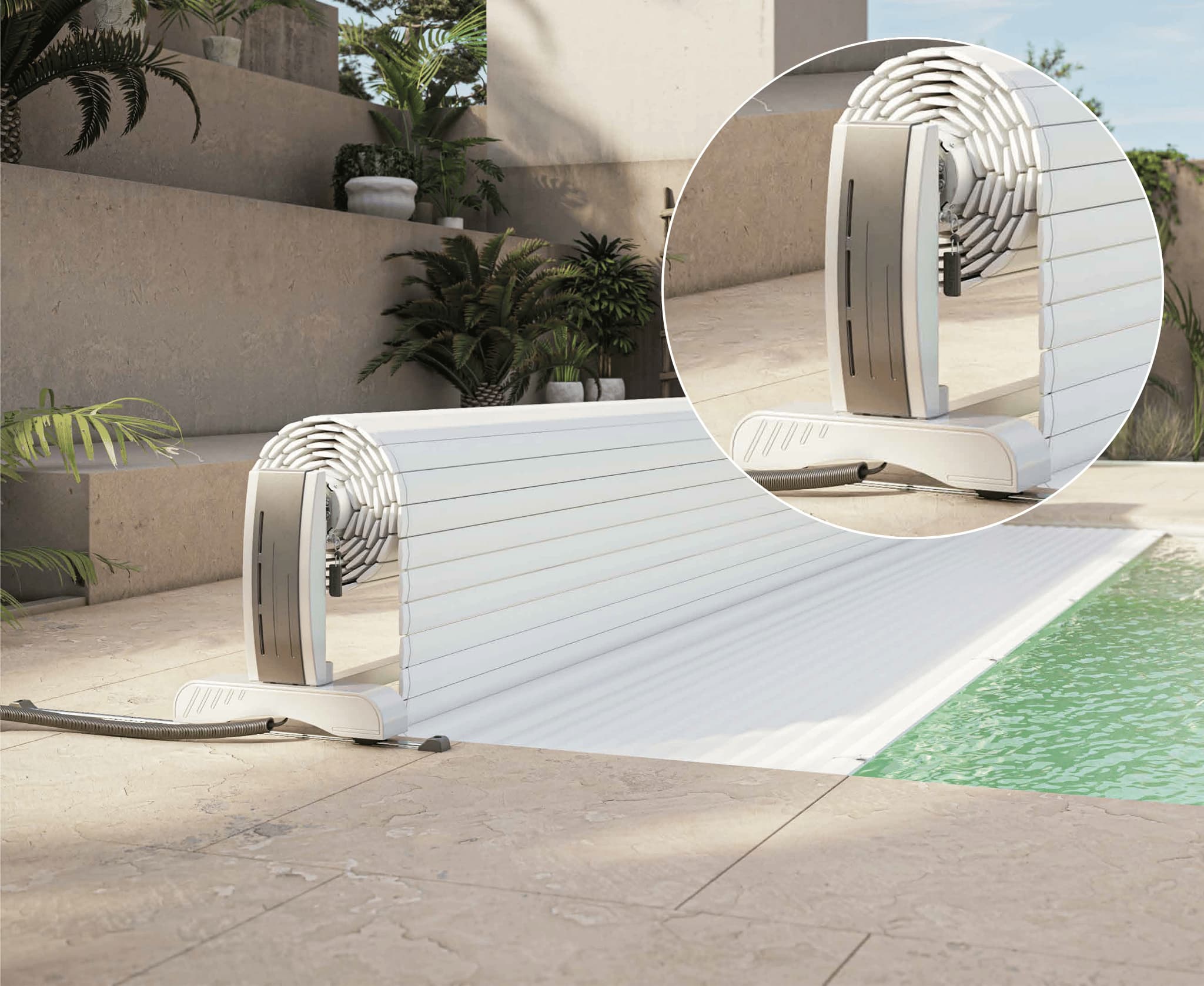Poolabdeckung mit Beleuchtung